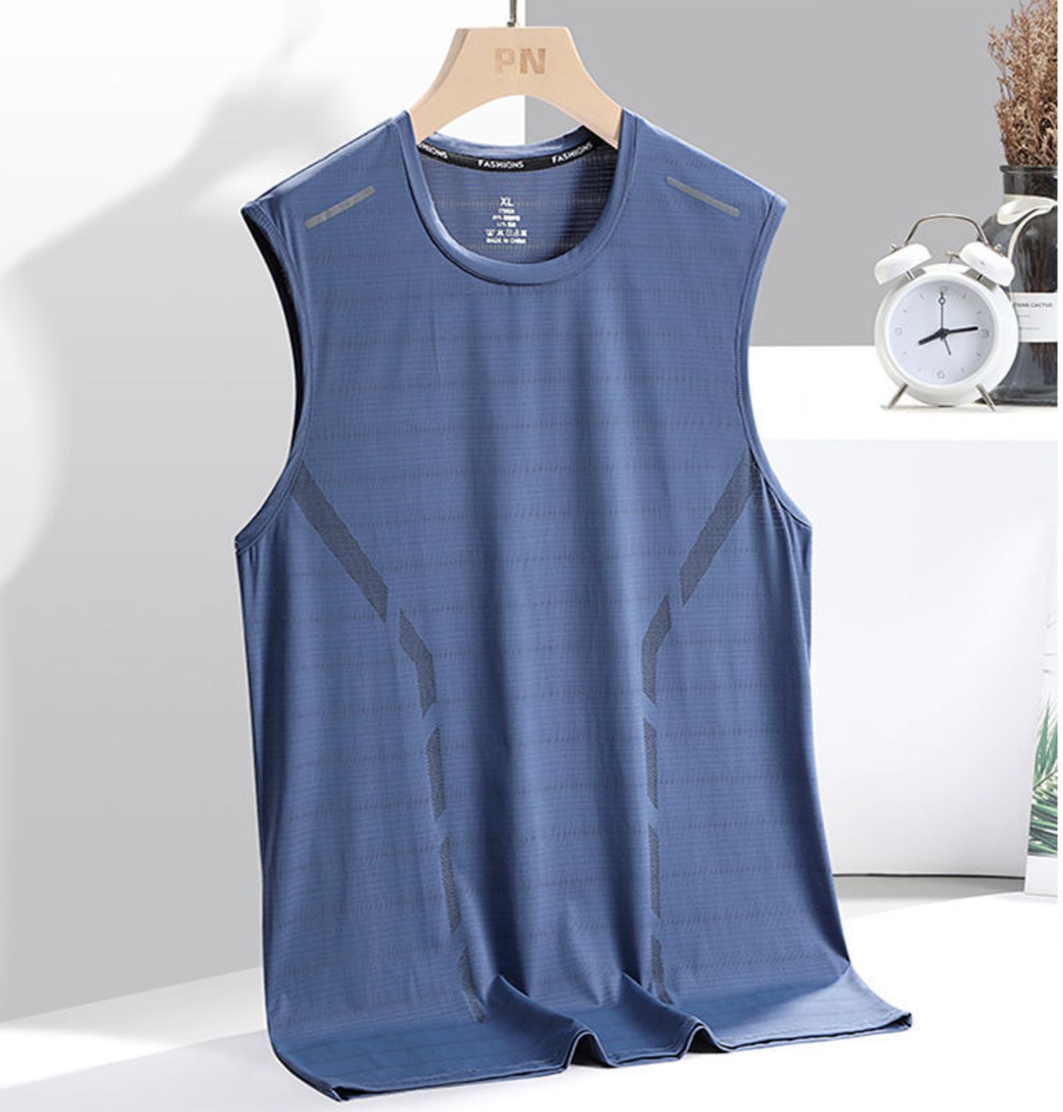 Men's Ice Silk Vest Summer Sports Fitness Base Shirt Wide Shoulder Training Sleeveless T-shirt Men's Tank Top