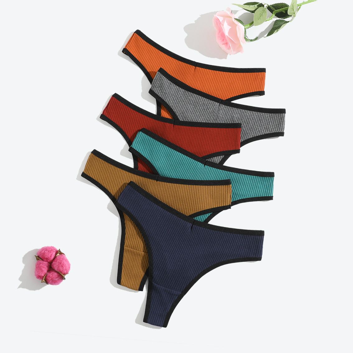 6Pcs Seamless Women Underwear Thongs,No Show Ladies Thong,No Line Workout Breathable Comfortable Panties,Soft Undies，6-pack