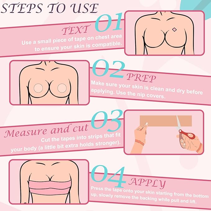 Women Bra- Cotton Boob Tape Breast Lift Tape for Large Breasts with 2 Pcs Nipple Covers Invisible Boobtape for A-G Cup