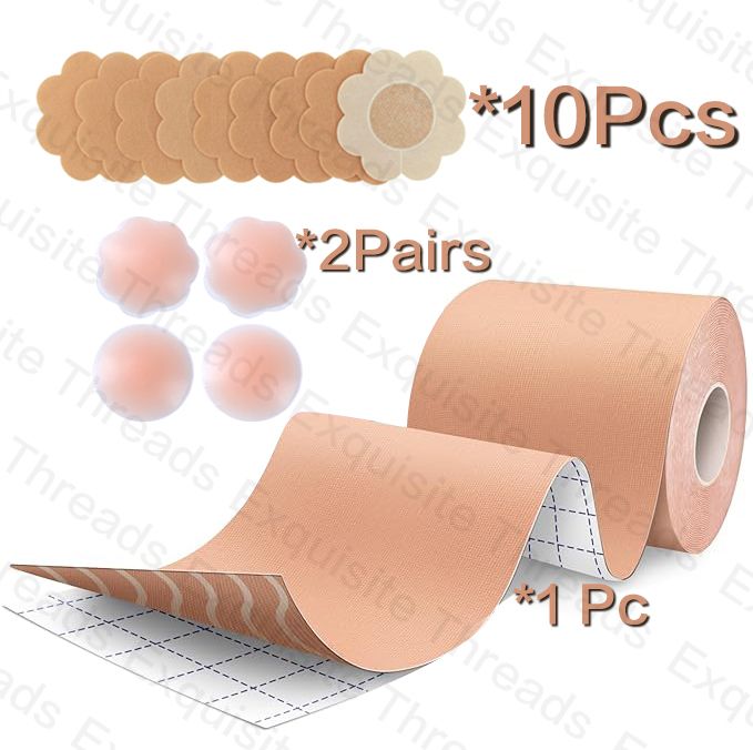 Women Bra- Cotton Boob Tape Breast Lift Tape for Large Breasts with 2 Pcs Nipple Covers Invisible Boobtape for A-G Cup