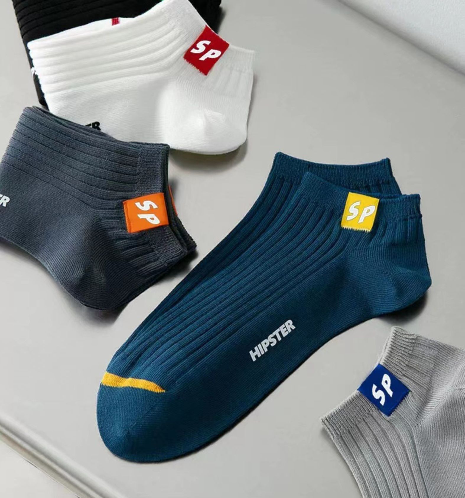 5 Pairs Unisex Letter Graphic Socks, Sports & Breathable Low Cut Ankle Socks, Women's Stockings & Hosiery