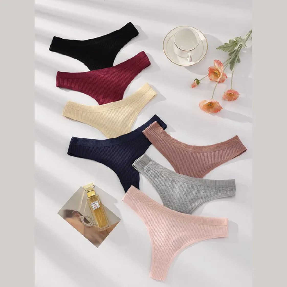 4Pcs Women's Seamless Ribbed Sports Panties, Breathable & Comfortable, Premium Cotton Blend Underwear for Daily Wear and Sports