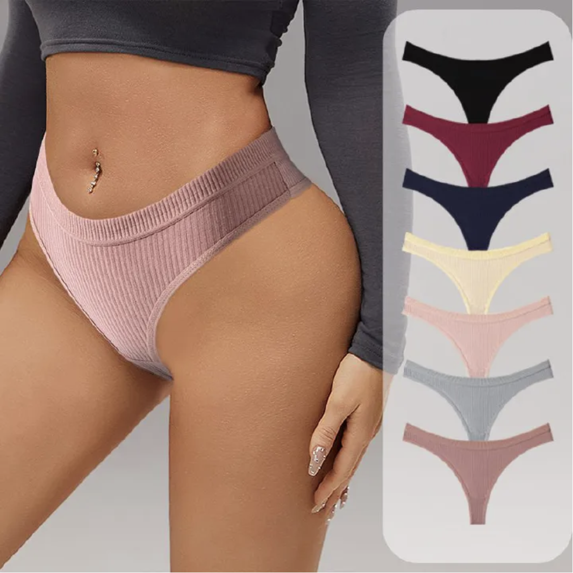 4Pcs Women's Seamless Ribbed Sports Panties, Breathable & Comfortable, Premium Cotton Blend Underwear for Daily Wear and Sports