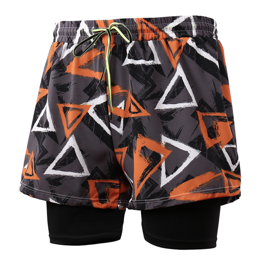 Summer Men’s Shorts-Double Layer Printed Outdoor Shorts For Running Training Exercise Athletic Shorts Sports Shorts Men Quick Dry Gym Track Trouser Man