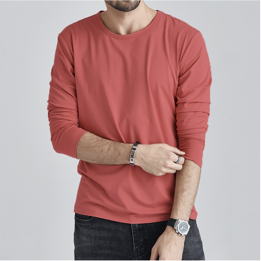 Men'S Clothing Imitation Cotton Long Sleeved T-shirts Perfect Cozy Casual Wear，Long Sleeved T-Shirt For Men