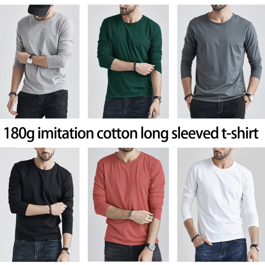 Men'S Clothing Imitation Cotton Long Sleeved T-shirts Perfect Cozy Casual Wear，Long Sleeved T-Shirt For Men