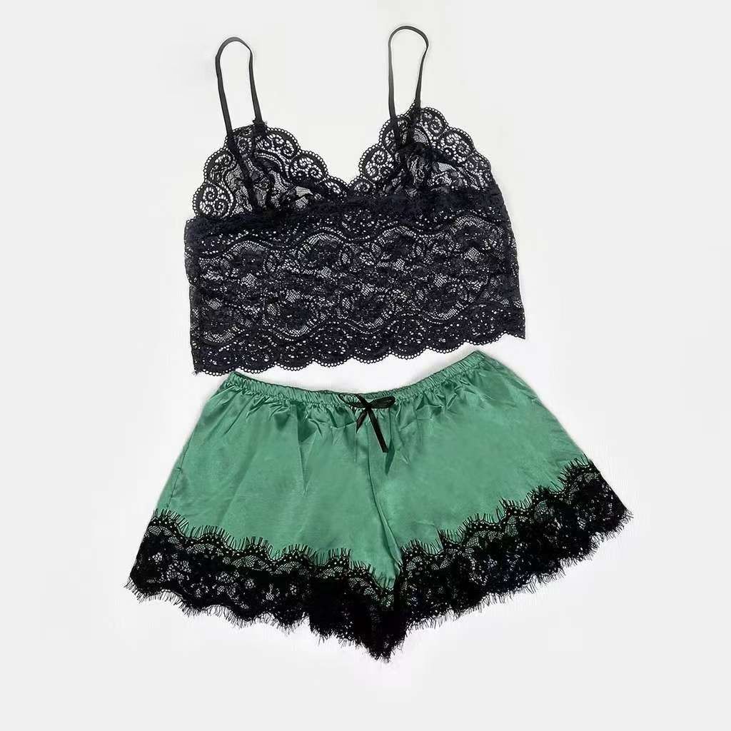 New 2Pcs/Set Women Sleepwear Underwear Hot Style Silk Satin Lingerie Set For Women