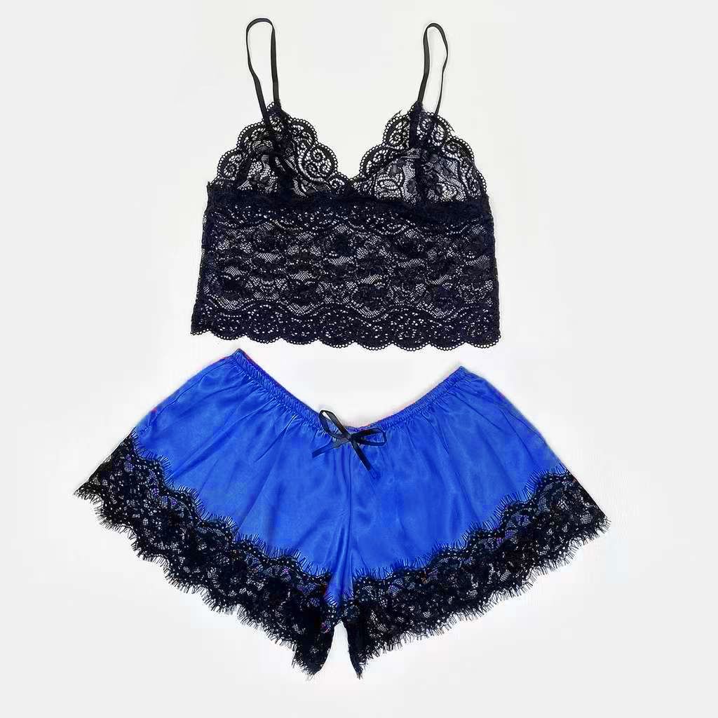 New 2Pcs/Set Women Sleepwear Underwear Hot Style Silk Satin Lingerie Set For Women