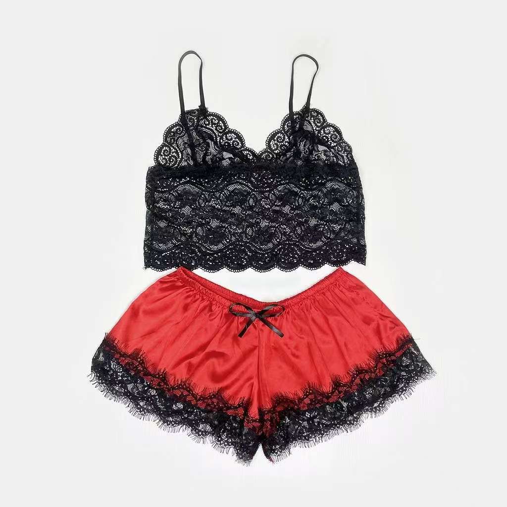 New 2Pcs/Set Women Sleepwear Underwear Hot Style Silk Satin Lingerie Set For Women