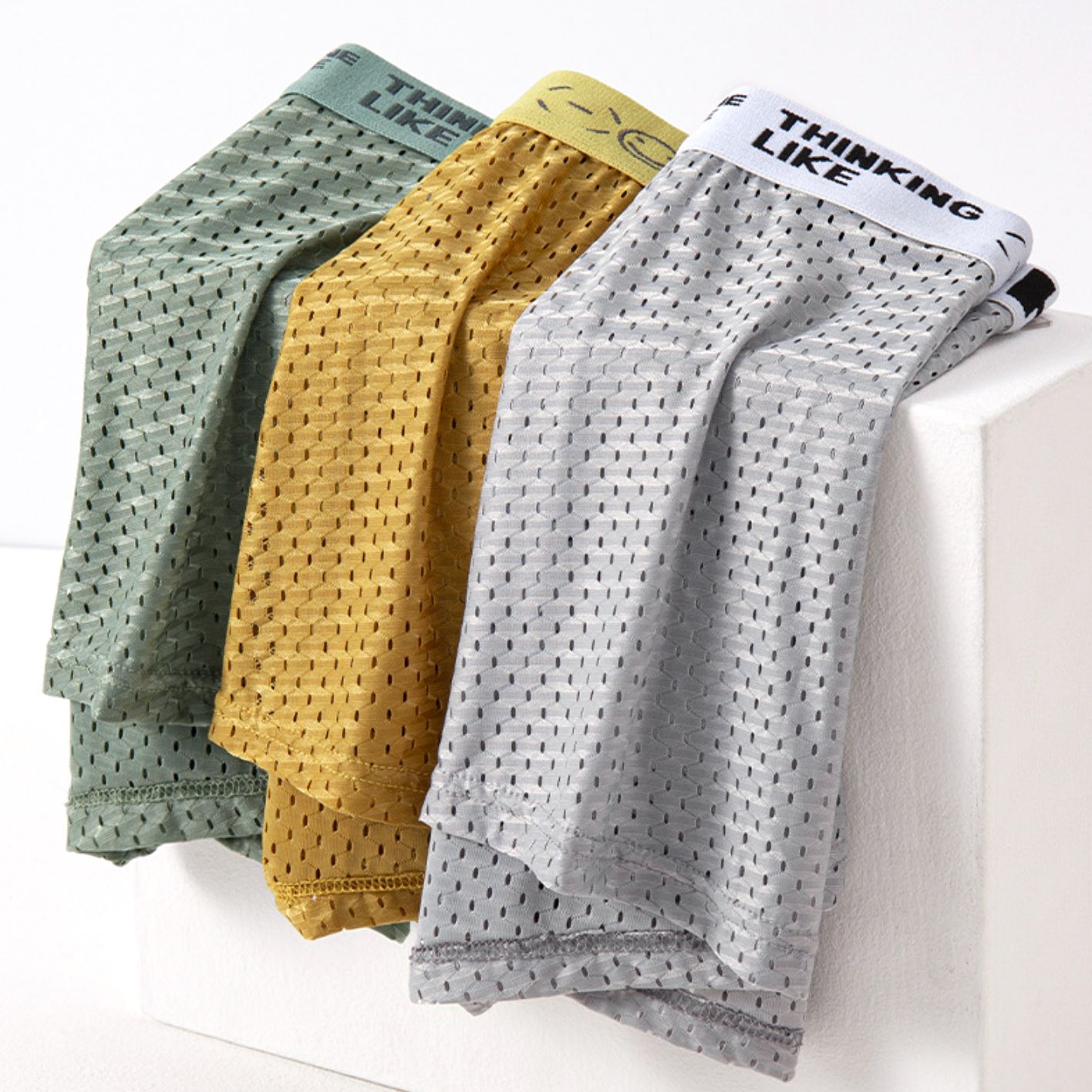 5Pcs Men Wear Underwear Men's Ice Silk Mesh Comfortable And Breathable Boxers Briefs Shorts Youth Boxer Shorts Thin & Cool For Summer