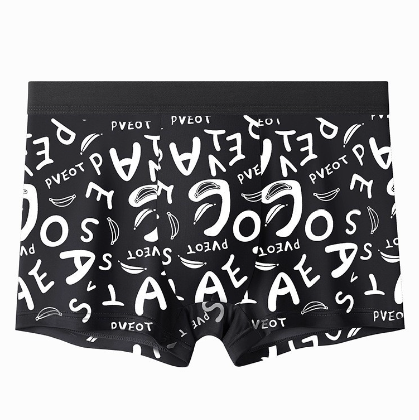4Pcs New Men's Letter Underwear Boxers Ice Silk Breathable Trend Men's Shorts Boxer Briefs