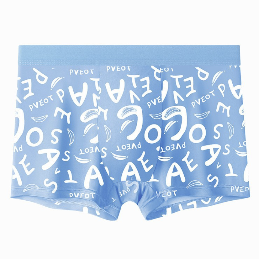 4Pcs New Men's Letter Underwear Boxers Ice Silk Breathable Trend Men's Shorts Boxer Briefs