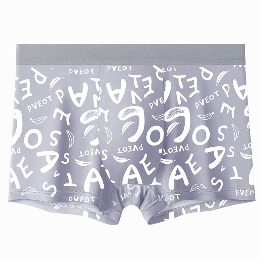 4Pcs New Men's Letter Underwear Boxers Ice Silk Breathable Trend Men's Shorts Boxer Briefs