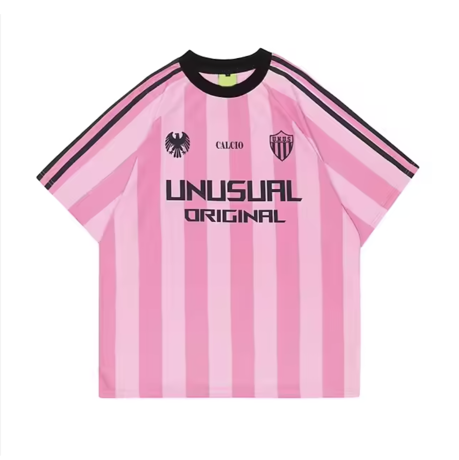 Men Women Short Sleeve Relaxed Fit Print Football Mesh Streetwear Soccer Unisex Striped Jersey T-shirt For Lover And Bestie