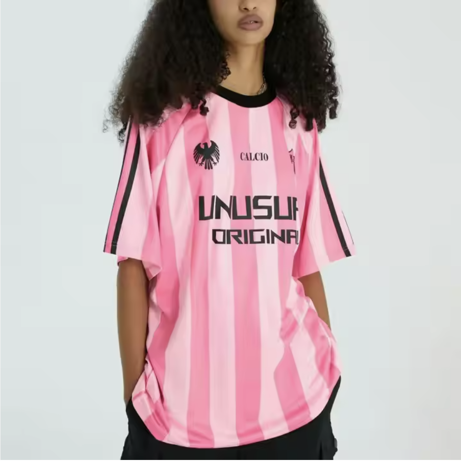 Men Women Short Sleeve Relaxed Fit Print Football Mesh Streetwear Soccer Unisex Striped Jersey T-shirt For Lover And Bestie