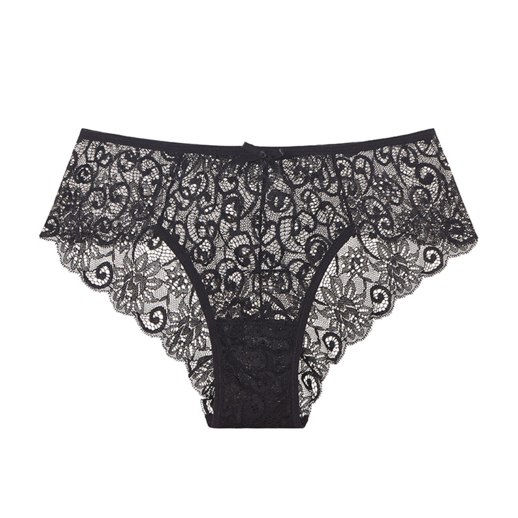 4Pcs Women's Mid-Rise Panties - 100% Cotton Lined Crotch, Breathable Lightweight Seamless with Delicate Lace Trim
