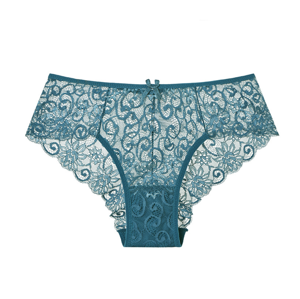 4Pcs Women's Mid-Rise Panties - 100% Cotton Lined Crotch, Breathable Lightweight Seamless with Delicate Lace Trim