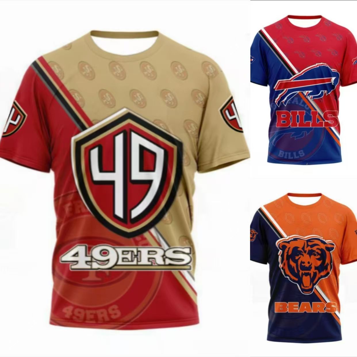 Men's NFL Football 3D Printed Mesh Short Sleeve Summer Jersey T-Shirt，Sport Tshirts For Men