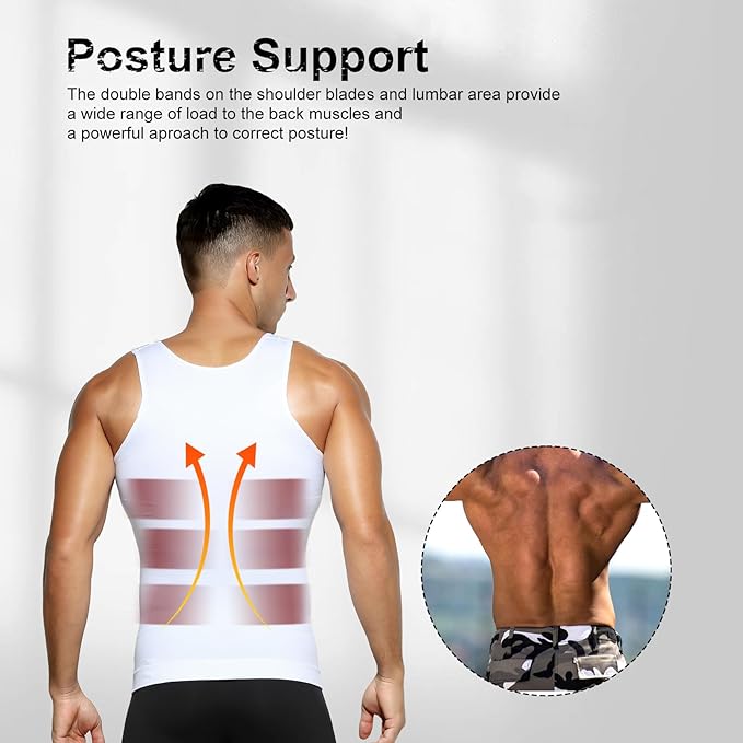 Men’s Slimming Body Shaper Vest Shirt Abs Abdomen Slim Gym Workout Tummy Control Compression Tank Top Sleeveless Shapewear