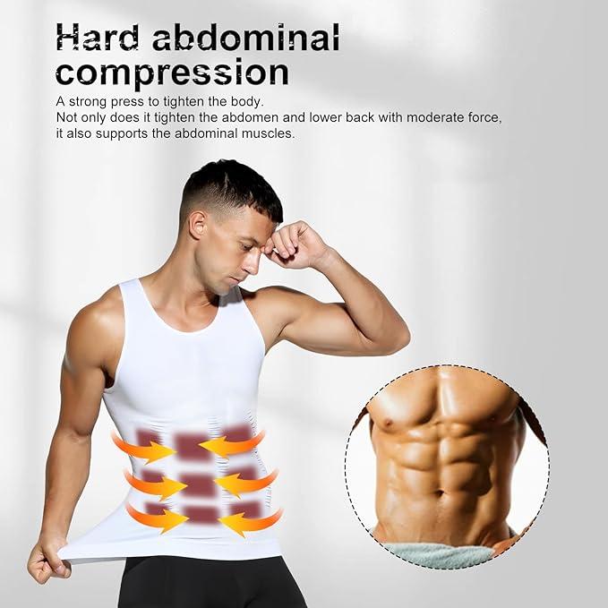 Men’s Slimming Body Shaper Vest Shirt Abs Abdomen Slim Gym Workout Tummy Control Compression Tank Top Sleeveless Shapewear
