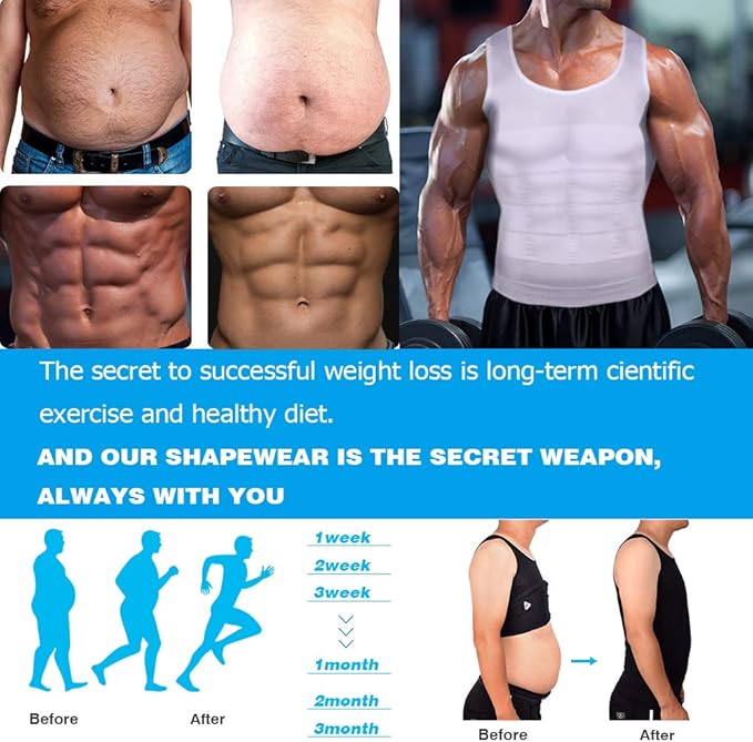 Men’s Slimming Body Shaper Vest Shirt Abs Abdomen Slim Gym Workout Tummy Control Compression Tank Top Sleeveless Shapewear