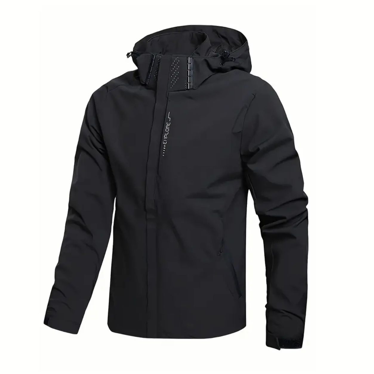 Men's Lightweight Jacket with Detachable Hood - Casual Outdoor Sportswear, Polyester, Zip-Up, Long Sleeve, Pockets, Non-Stretch Fabric for All Seasons