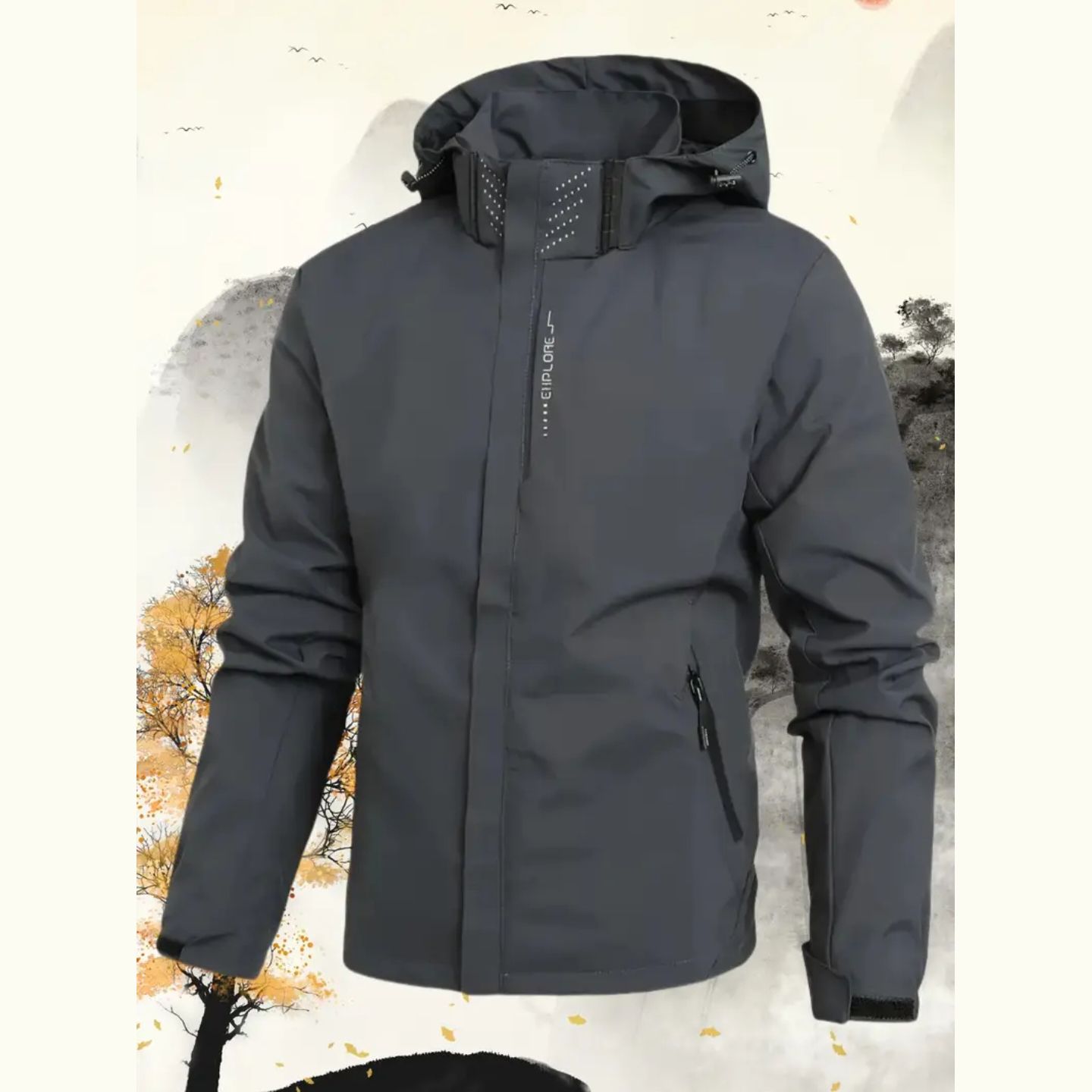 Men's Lightweight Jacket with Detachable Hood - Casual Outdoor Sportswear, Polyester, Zip-Up, Long Sleeve, Pockets, Non-Stretch Fabric for All Seasons