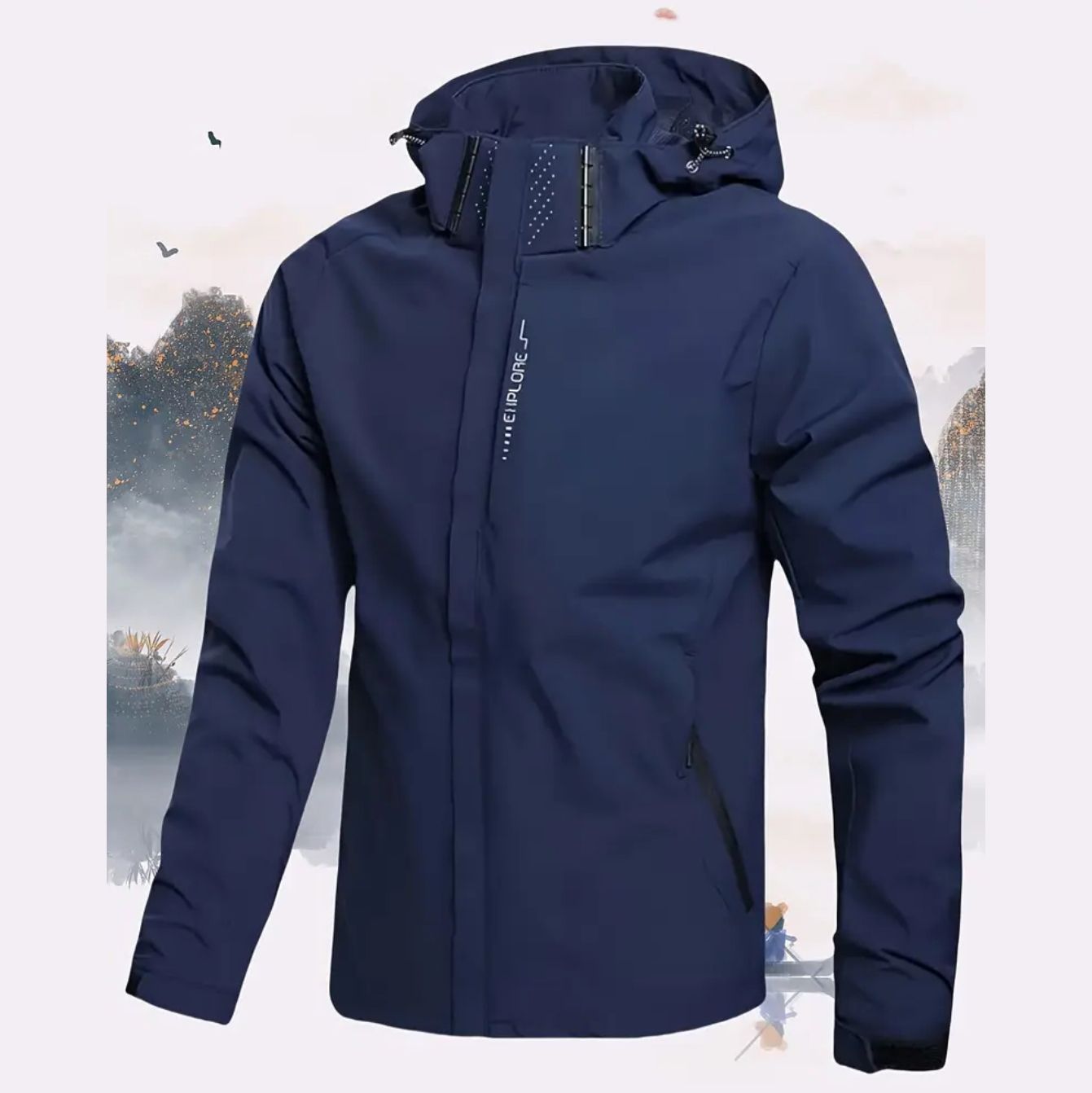 Men's Lightweight Jacket with Detachable Hood - Casual Outdoor Sportswear, Polyester, Zip-Up, Long Sleeve, Pockets, Non-Stretch Fabric for All Seasons