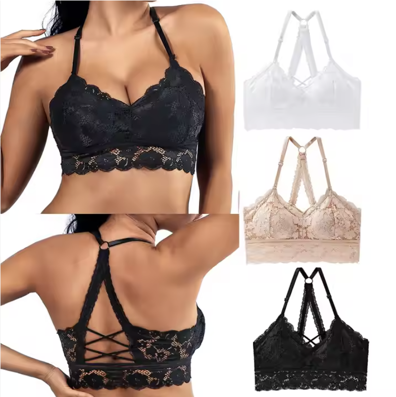 Beauty Back Lace Underwear Vest Female Seamless Lingerie Comfortable Breathable Wireless Gathered Full Cup Lace