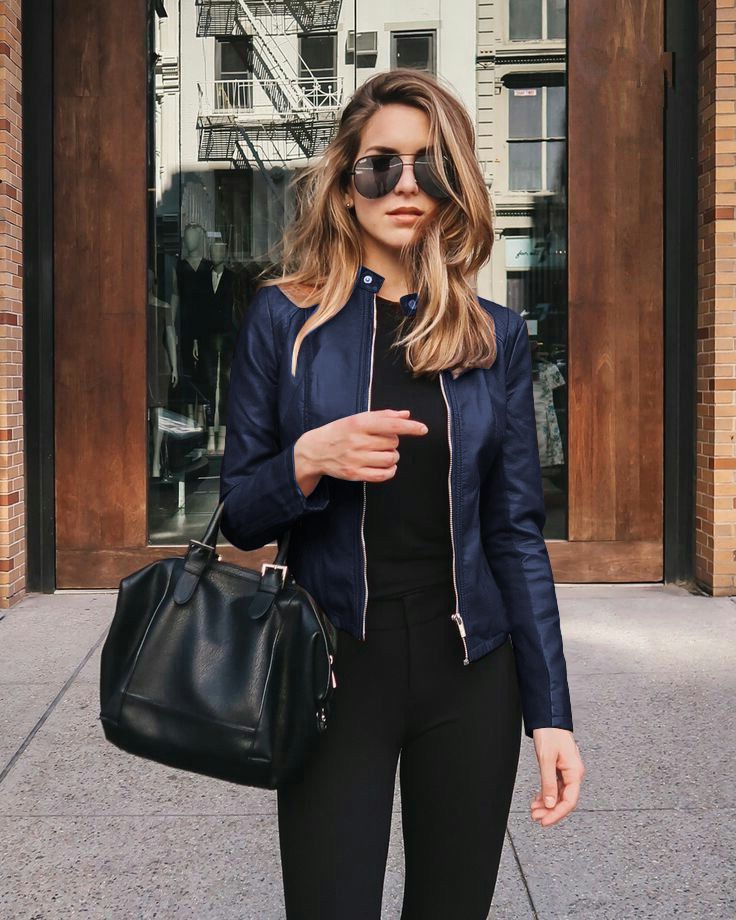 Women's Windproof Leather Jacket Long Sleeves Faux Coat Solid Pattern Zipper Closure Spandex for Spring Autumn Winter