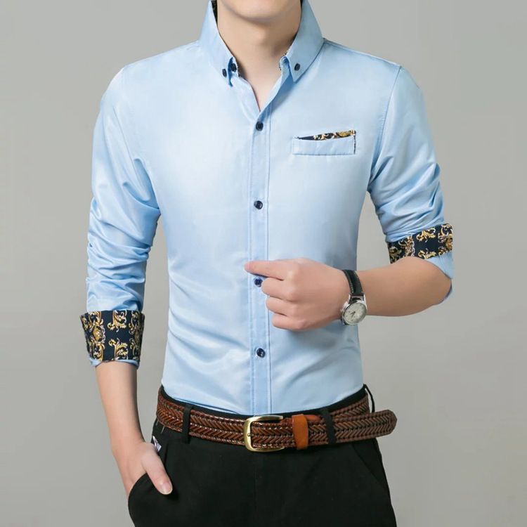 Paisley Pattern Design Men's Chic Daily Long Sleeve Button Up Shirt With Chest Pocket, Spring Fall, Dating Dress