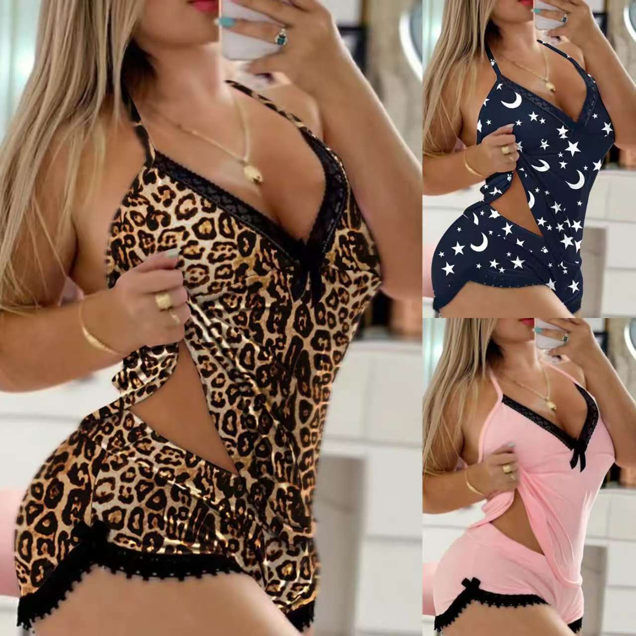2Pcs/Set Women's Large Size Pajama Set Hot Sleep Wear Tops and Shorts Sleepwear Pajamas Night Wears Set for Women