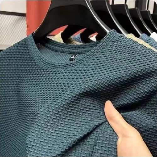 Ice silk bamboo Festival mesh T-shirt men short-sleeved fitness sports shirt half-sleeved men summer breathable cool body men's top