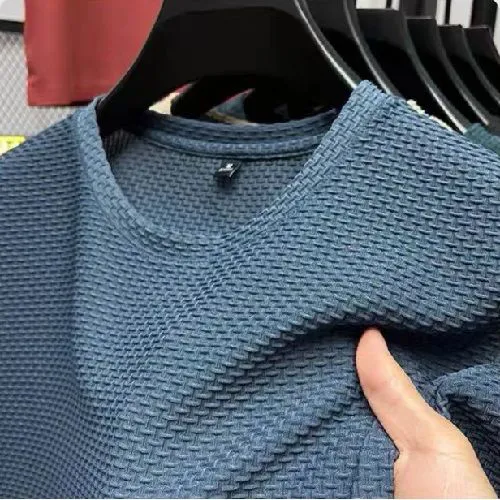 Ice silk bamboo Festival mesh T-shirt men short-sleeved fitness sports shirt half-sleeved men summer breathable cool body men's top