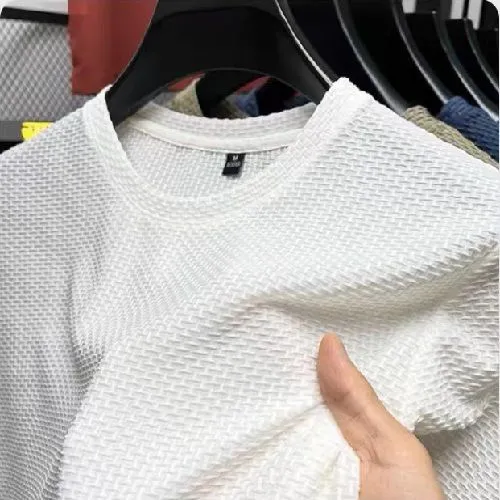 Ice silk bamboo Festival mesh T-shirt men short-sleeved fitness sports shirt half-sleeved men summer breathable cool body men's top
