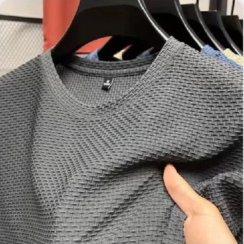 Ice silk bamboo Festival mesh T-shirt men short-sleeved fitness sports shirt half-sleeved men summer breathable cool body men's top