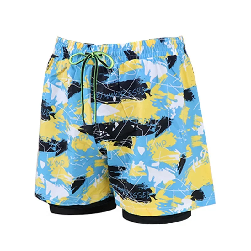 Summer Men’s Shorts-Double Layer Printed Outdoor Shorts For Running Training Exercise Athletic Shorts Sports Shorts Men Quick Dry Gym Track Trouser Man