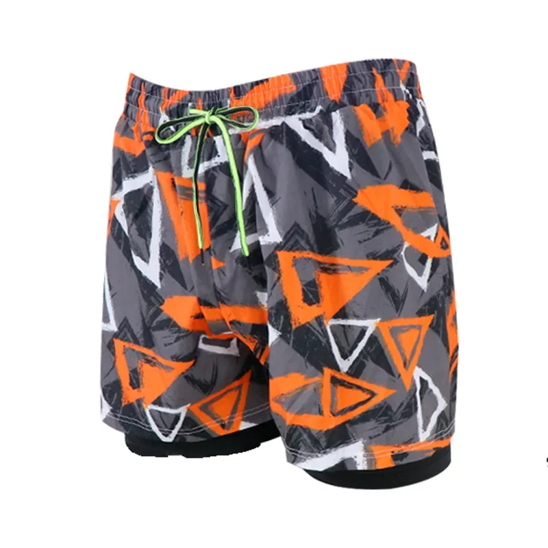 Summer Men’s Shorts-Double Layer Printed Outdoor Shorts For Running Training Exercise Athletic Shorts Sports Shorts Men Quick Dry Gym Track Trouser Man