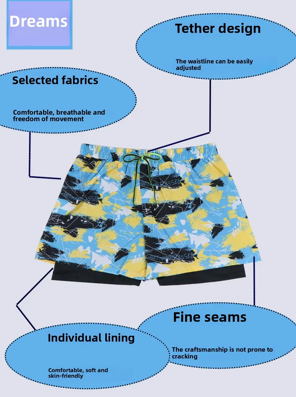 Summer Men’s Shorts-Double Layer Printed Outdoor Shorts For Running Training Exercise Athletic Shorts Sports Shorts Men Quick Dry Gym Track Trouser Man
