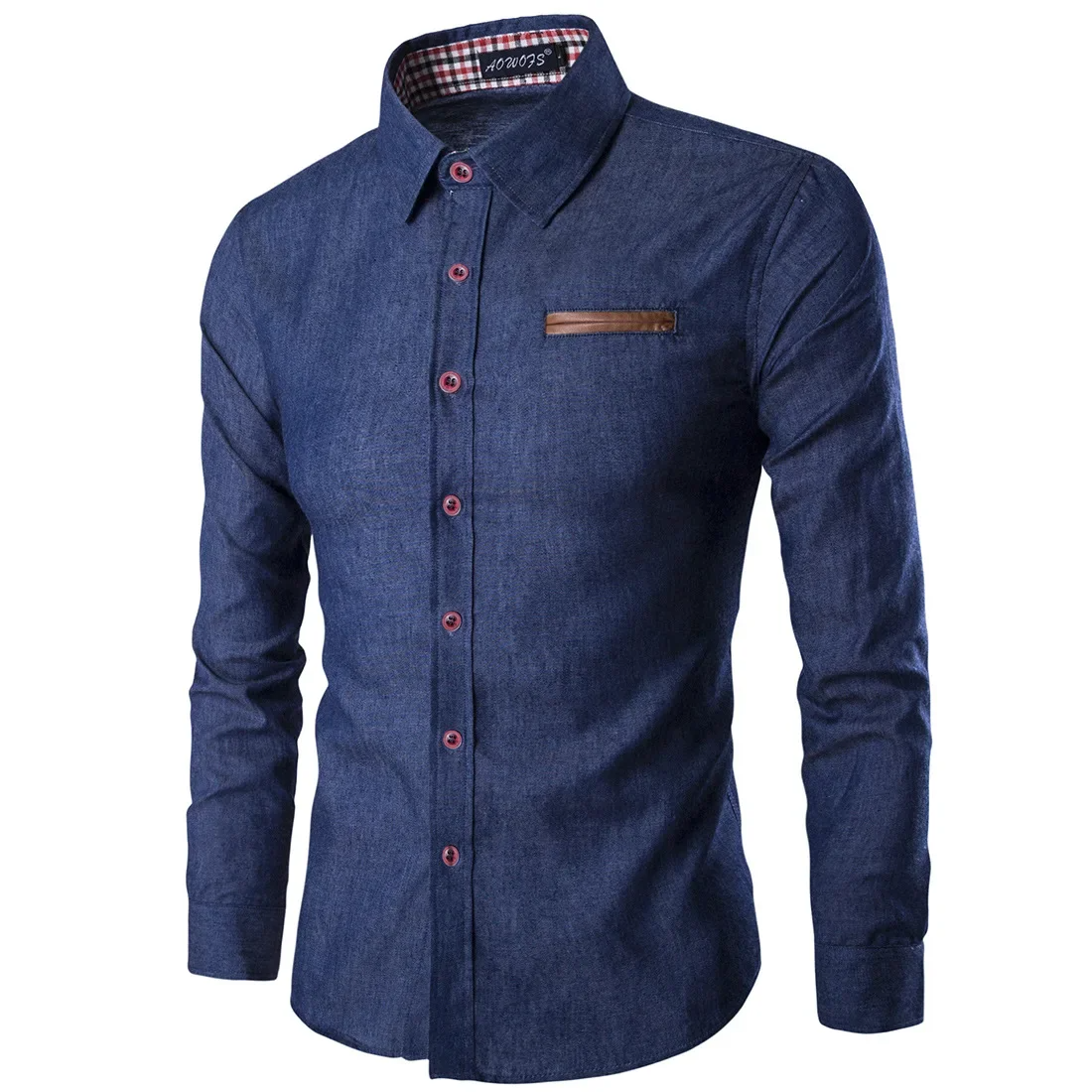 Casual Cotton Long Sleeve Men's Shirt Slim Fit Spring Autumn Fashion Pocket Patchwork Denim Shirt British Style Male Apparel