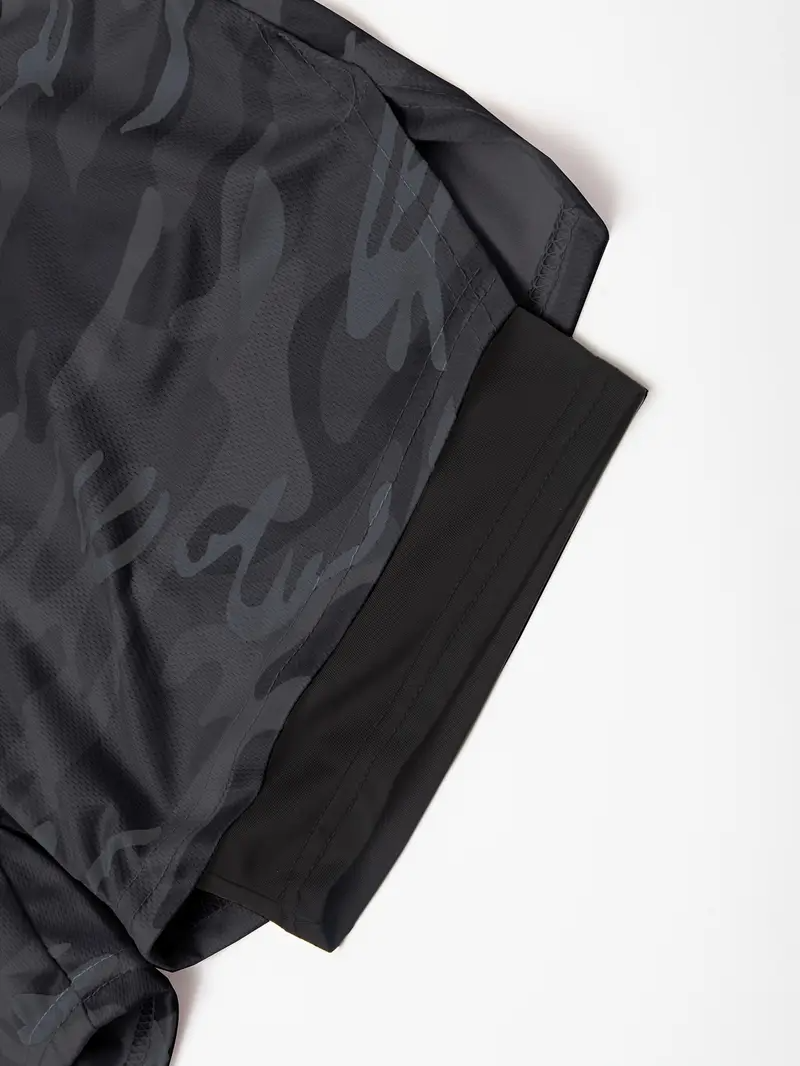 Men's Breathable Quick-Dry Sport Shorts Double-Layer Breathable Mesh with Pockets for Gym & Sports Trouser Man