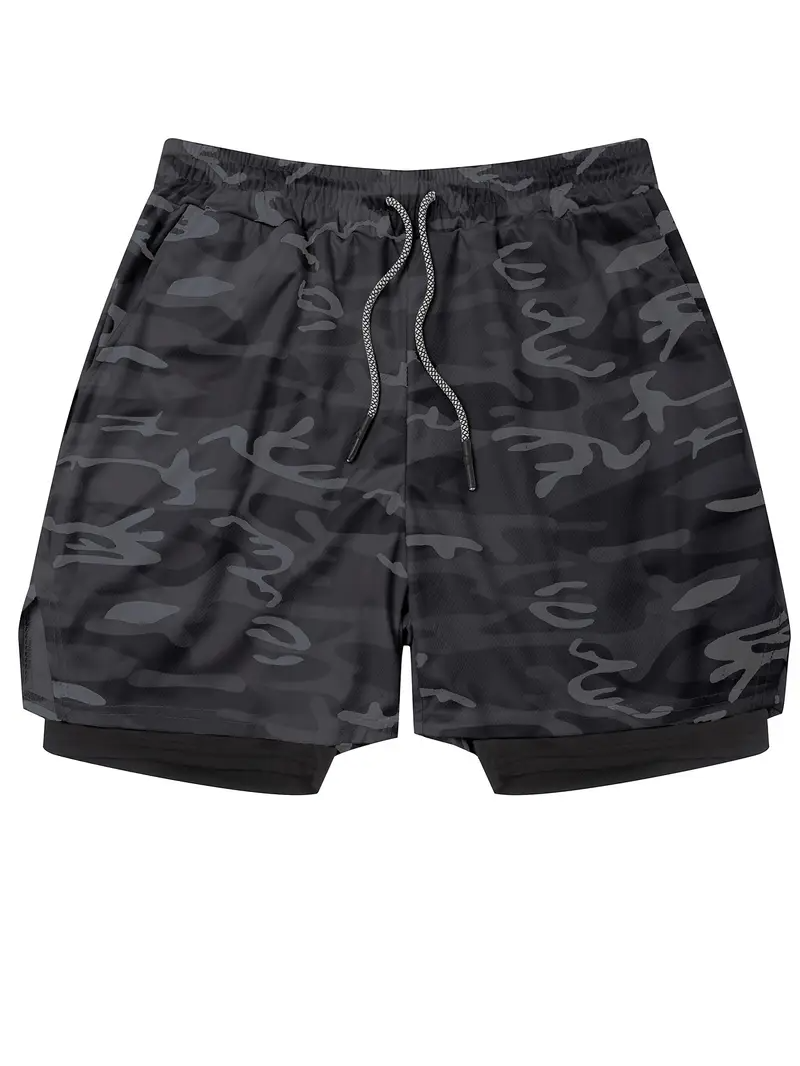 Men's Breathable Quick-Dry Sport Shorts Double-Layer Breathable Mesh with Pockets for Gym & Sports Trouser Man