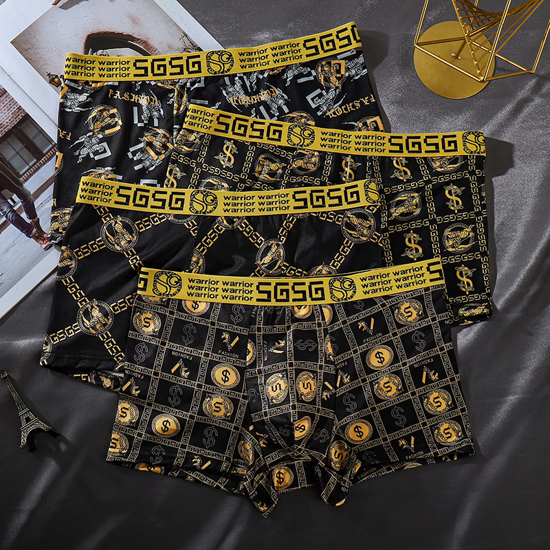 4pcs Luxury Men's Boxer Briefs High Stretch Fabric Breathable Comfortable for All Seasons Comfortable Wear Elastic Waistband