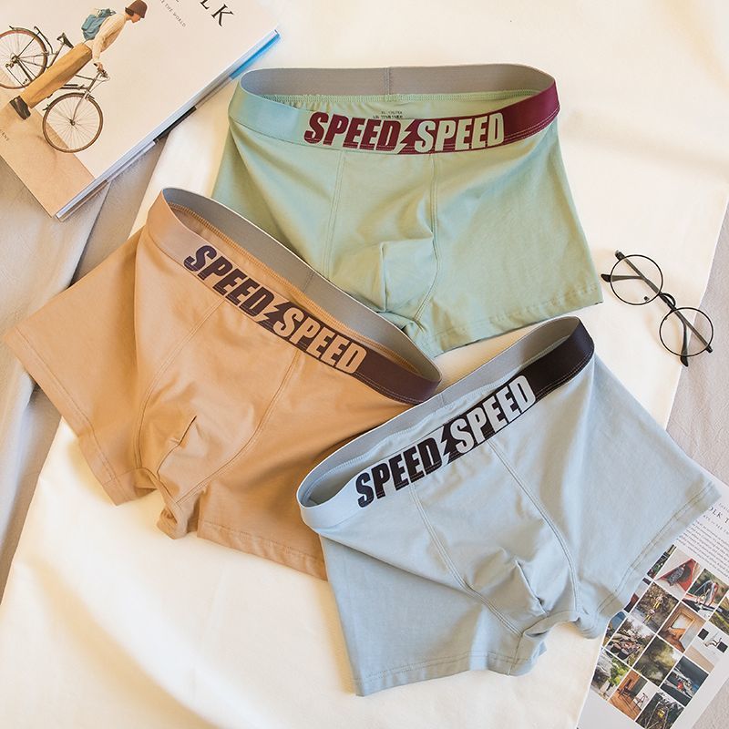 3Pcs Comfortable Breathable Men's Underwear Soft Pure Color Boxers Shorts Mid-Waist Flat Foot Pants Home Comfortable Men's Boxer Briefs