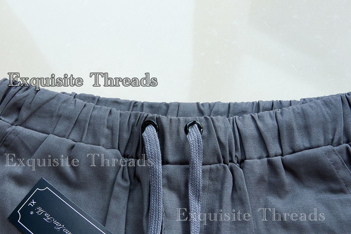 Mens Woven Cuffed Cargo Pants - Drawstring Casual Trousers with Multiple Pockets man clothes