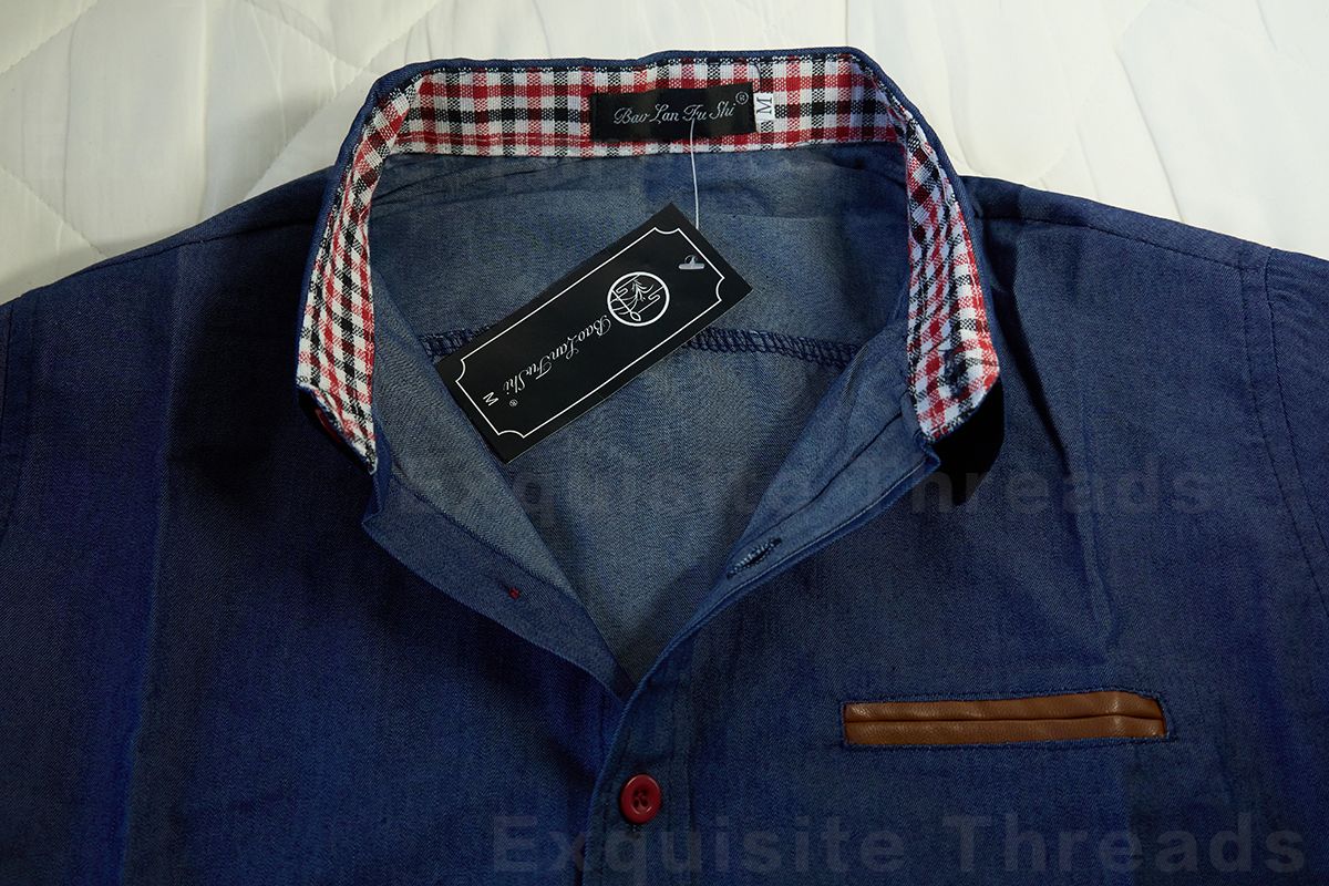 Casual Cotton Long Sleeve Men's Shirt Slim Fit Spring Autumn Fashion Pocket Patchwork Denim Shirt British Style Male Apparel