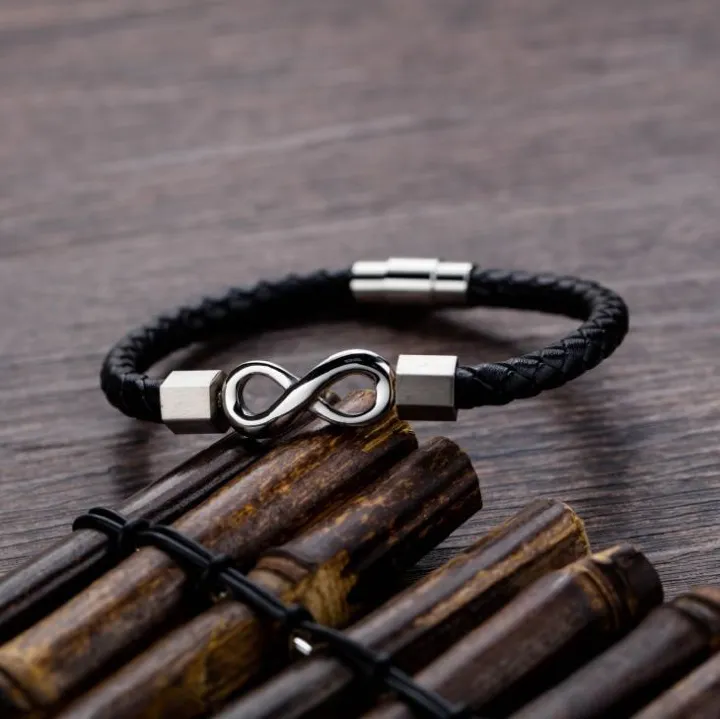 Classic Infinity Symbol Wrap Bracelets For Men Women Vintage Simple Leather Weave Charm Bangle Couple Lover Trendy Jewelry Gifts