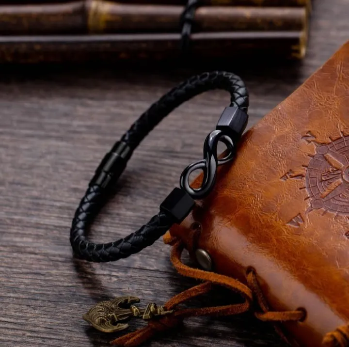 Classic Infinity Symbol Wrap Bracelets For Men Women Vintage Simple Leather Weave Charm Bangle Couple Lover Trendy Jewelry Gifts