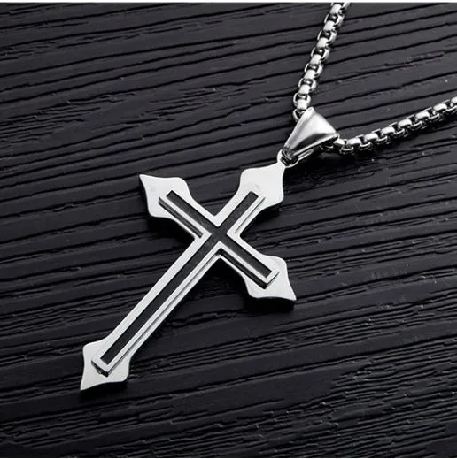 Classic Christian Cross Chain Pendant Necklace Fashion Stainless Steel Chain Necklace for Men Jewelry Gift