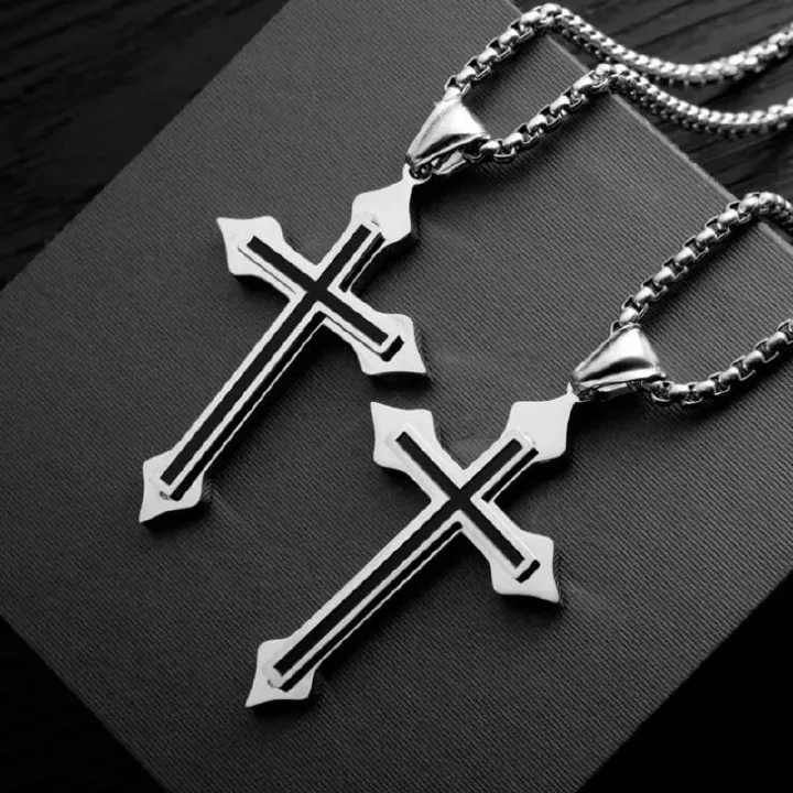 Classic Christian Cross Chain Pendant Necklace Fashion Stainless Steel Chain Necklace for Men Jewelry Gift